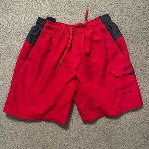 Speedo Red and Black Board Shorts